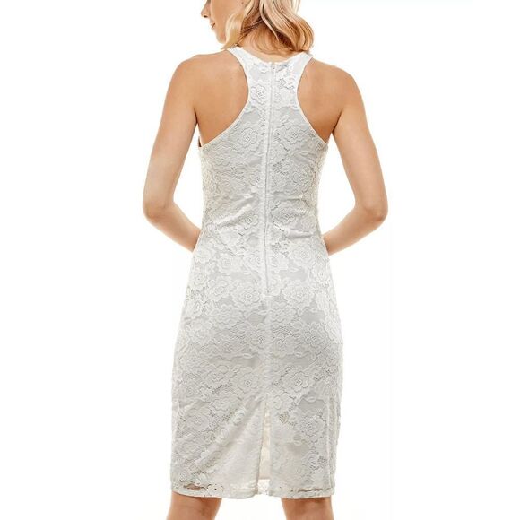 TRIXXI Juniors' Lace Halter Bodycon Dress White Size 3 - Picture 2 of 7
